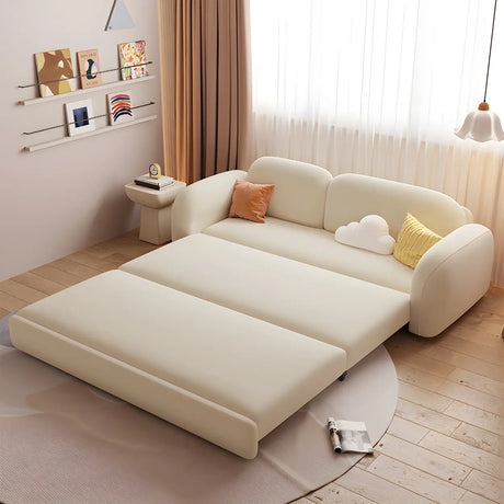 Off-White Sherpa Flared Arm Extra Deep Sleeper Sofa Image - 2