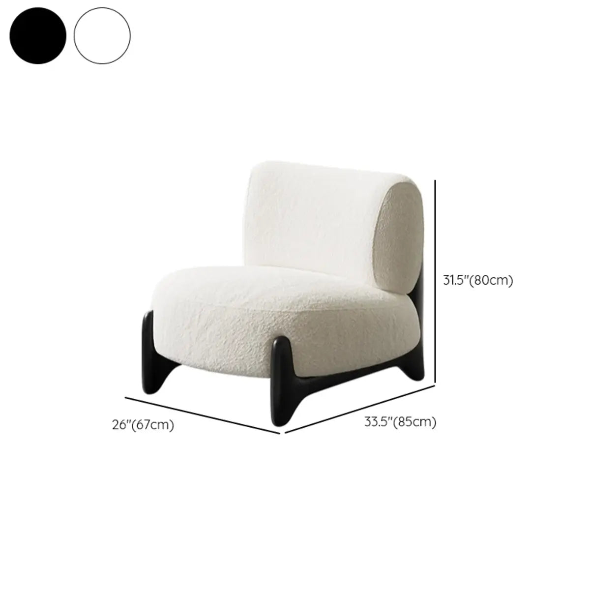 Off-White Sherpa Pillow Back Ash Wood Accent Chair 
