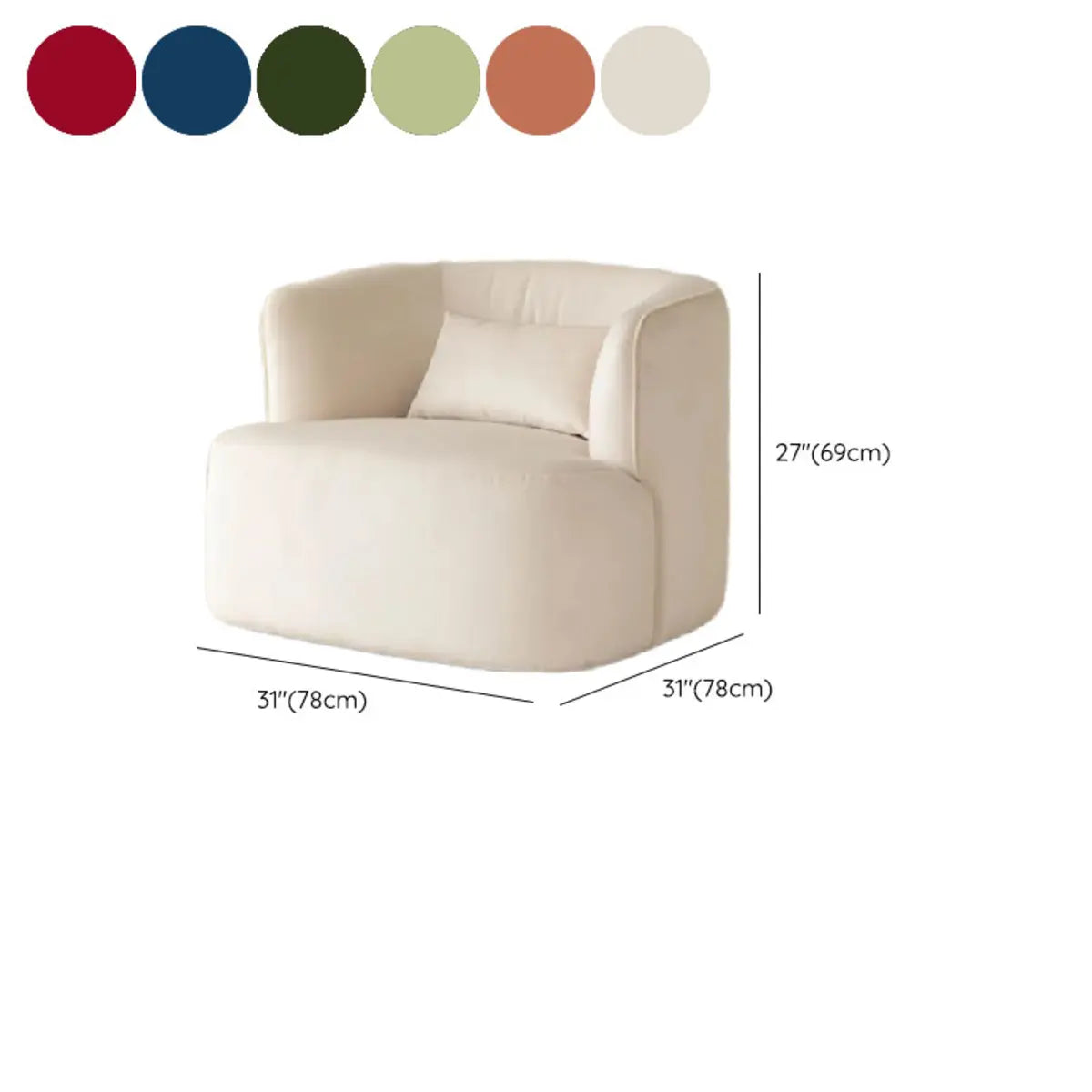 Off-White Sherpa Round Arms Curved Back Arm Chair 