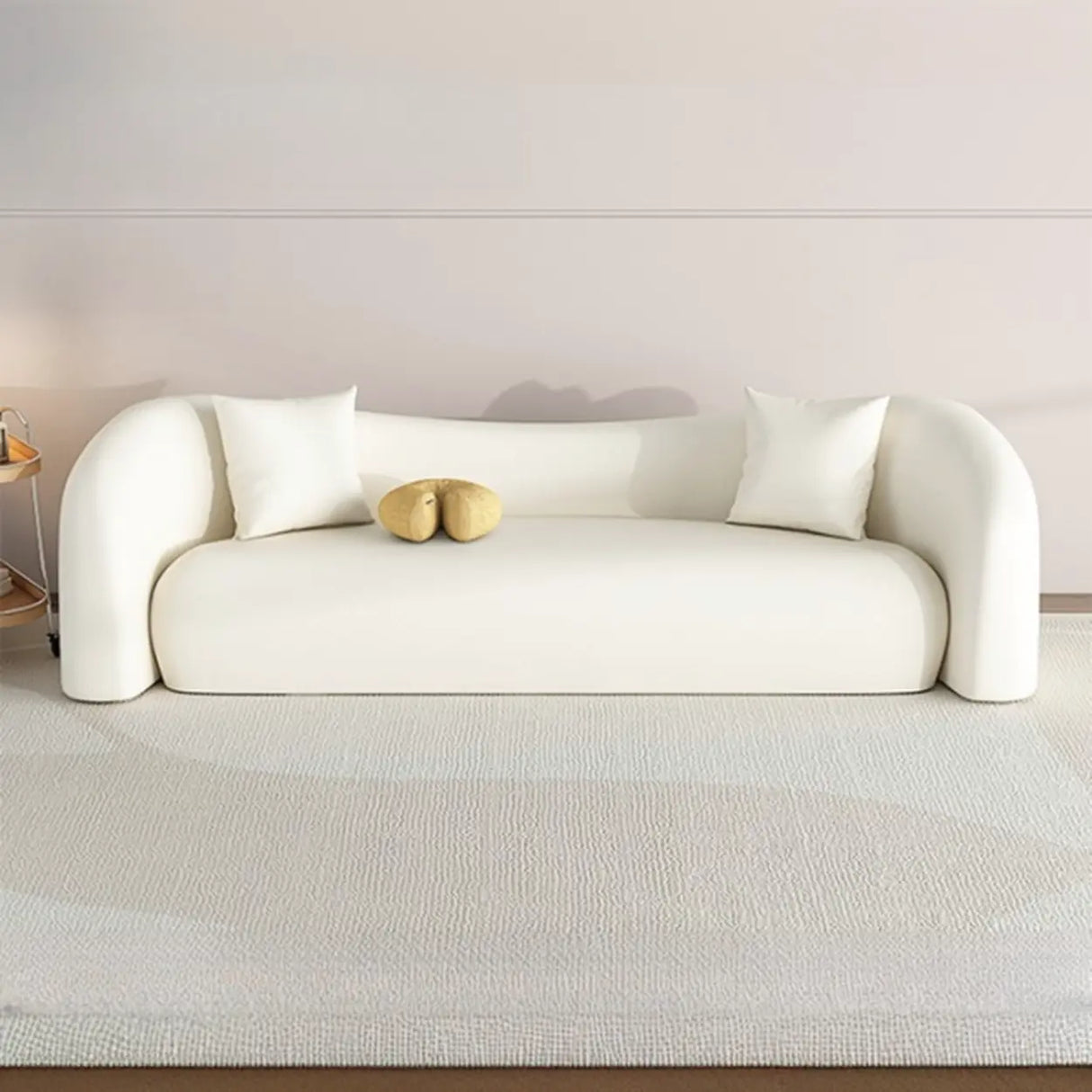 Off-White Sherpa Tight Back Concealed Support Sofa Image - 5