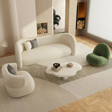 Off-White Sherpa Tight Back Foam Fill Curved Sofa Image - 1