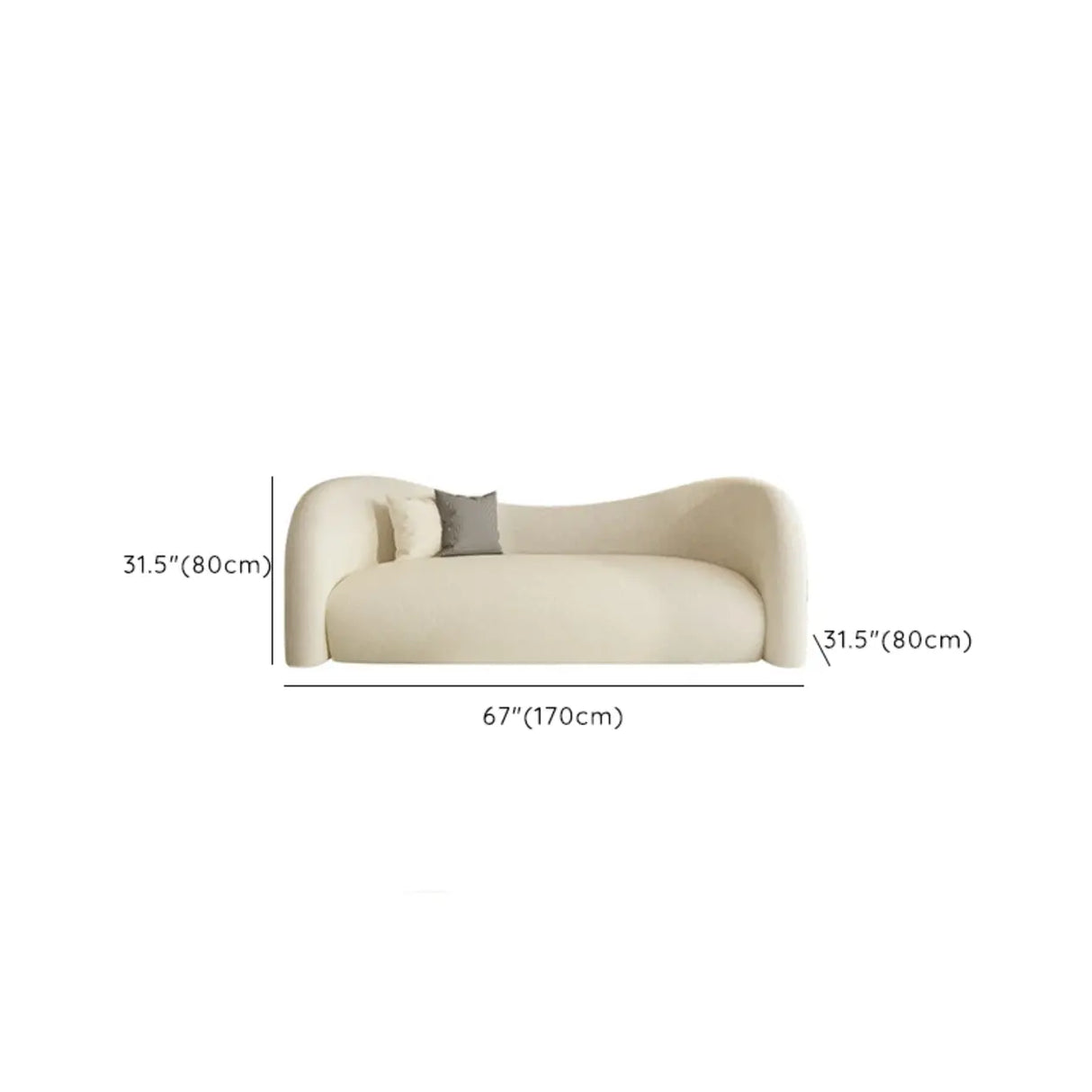 Off-White Sherpa Tight Back Foam Fill Curved Sofa 