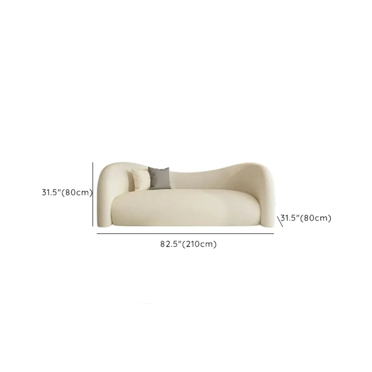 Off-White Sherpa Tight Back Foam Fill Curved Sofa Image - 12