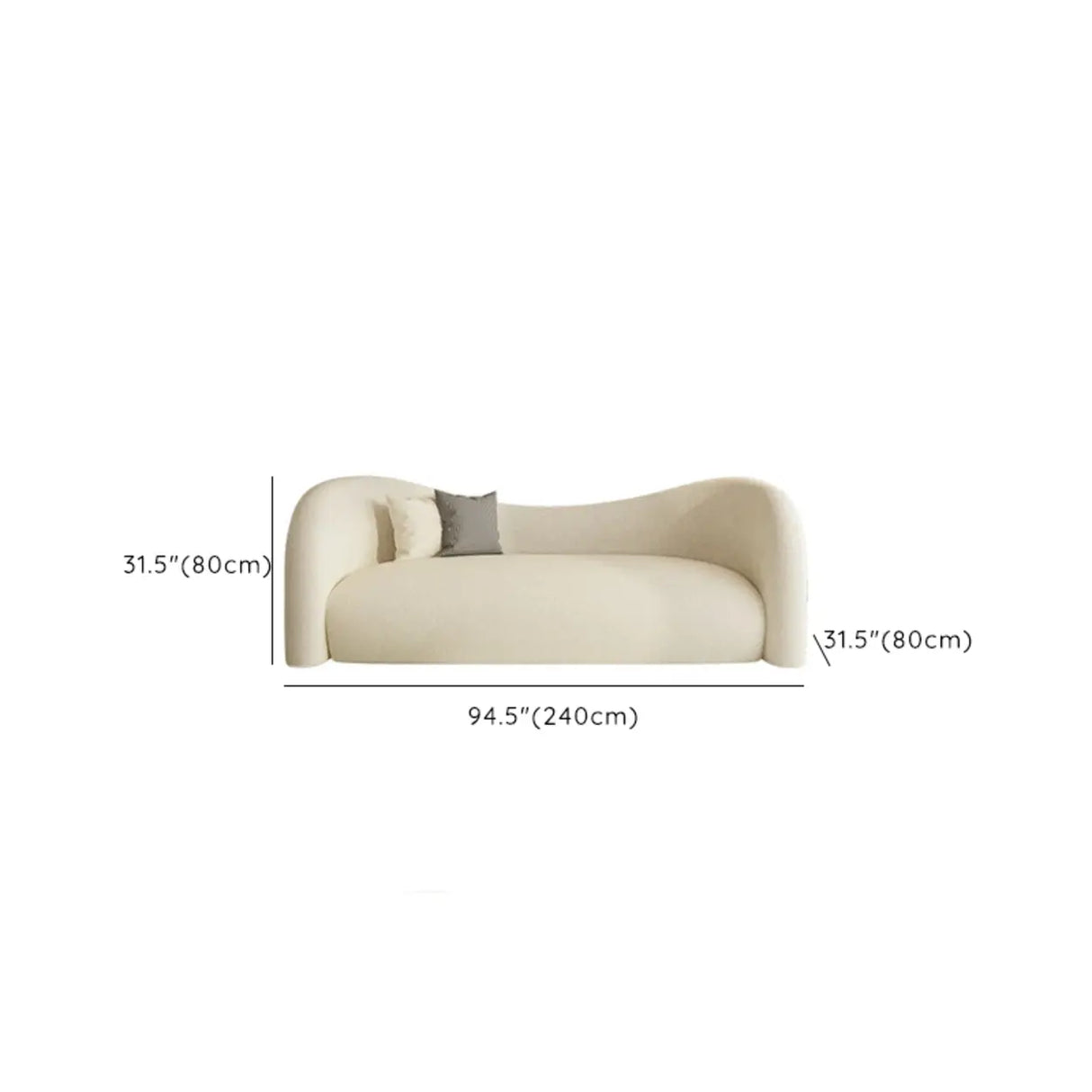 Off-White Sherpa Tight Back Foam Fill Curved Sofa Image - 13