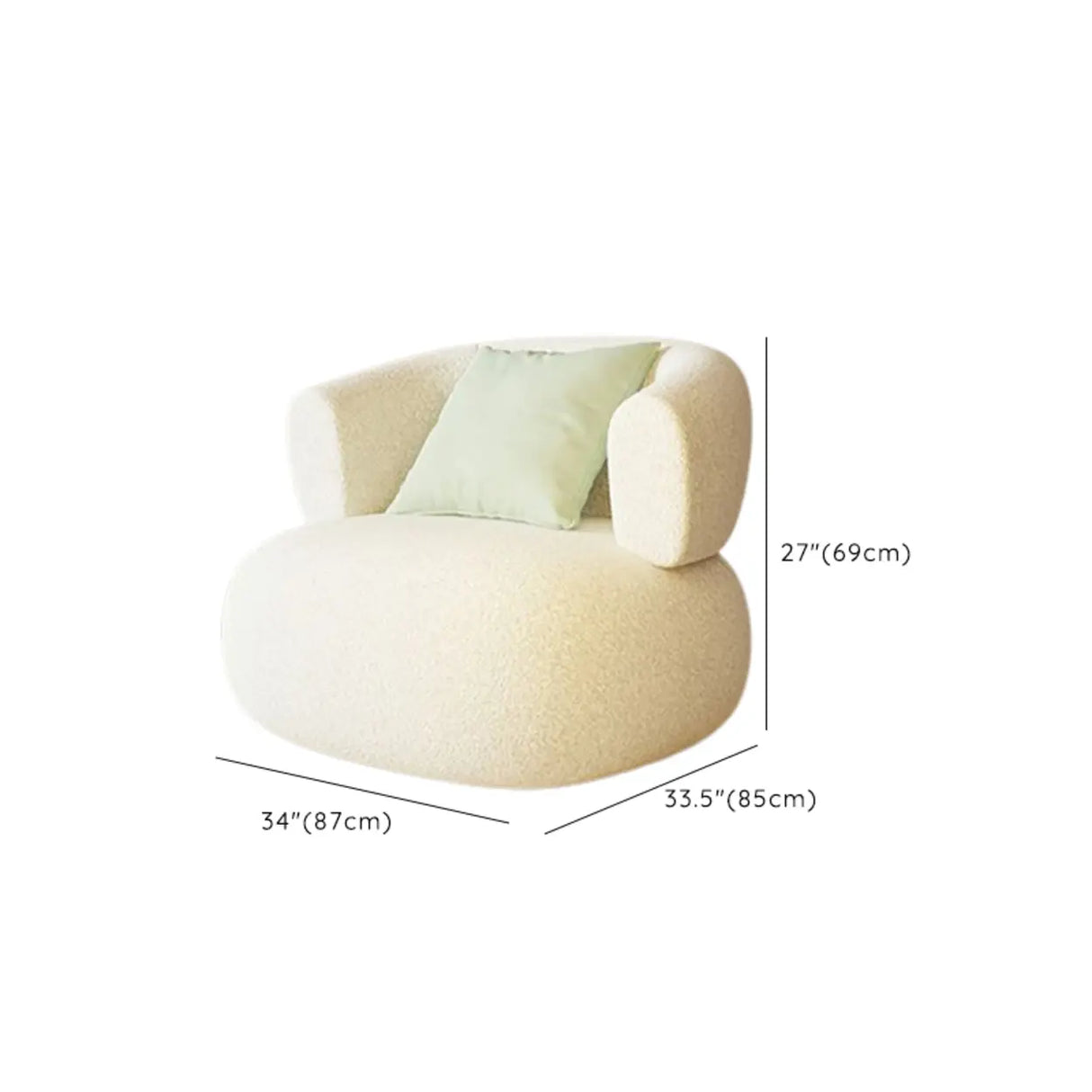 Off-White Sherpa Tight Back Foam Fill Curved Sofa Image - 14