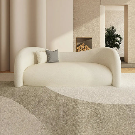 Off-White Sherpa Tight Back Foam Fill Curved Sofa Image - 2