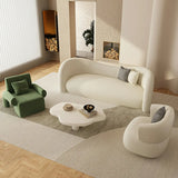 Off-White Sherpa Tight Back Foam Fill Curved Sofa Image - 6