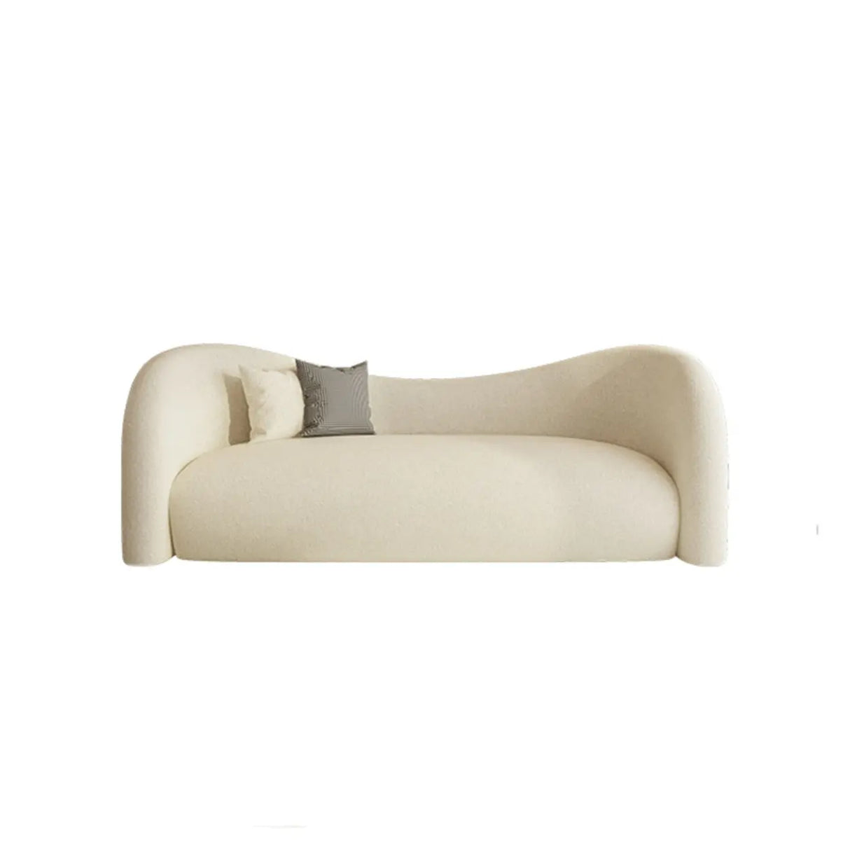 Off-White Sherpa Tight Back Foam Fill Curved Sofa Image - 8