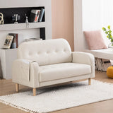 Off-White Square Arm Loose Back Tufted Arm Chair Image - 1