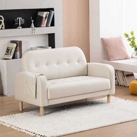 Off-White Square Arm Loose Back Tufted Arm Chair Image - 1
