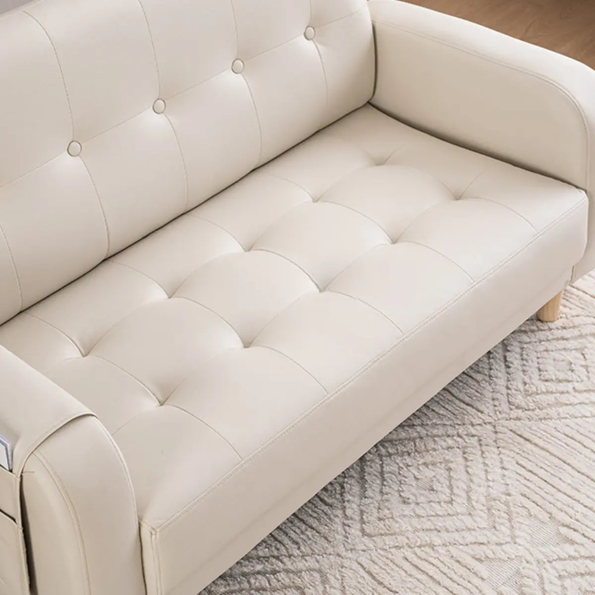 Off-White Square Arm Loose Back Tufted Arm Chair Image - 12