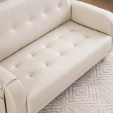 Off-White Square Arm Loose Back Tufted Arm Chair Image - 12