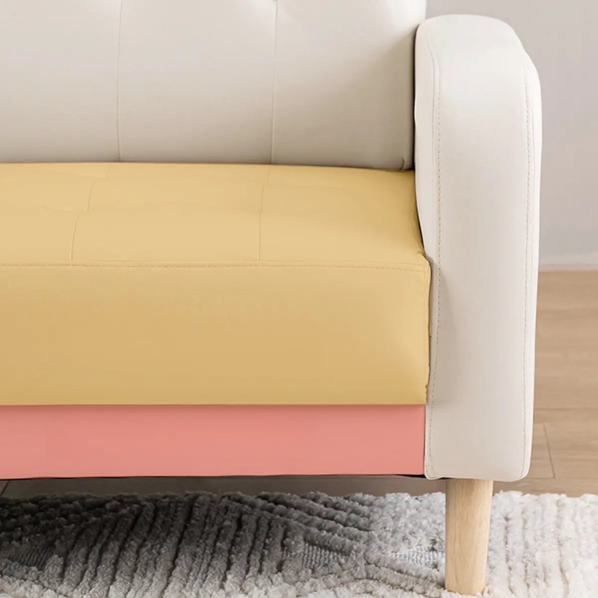 Off-White Square Arm Loose Back Tufted Arm Chair Image - 13