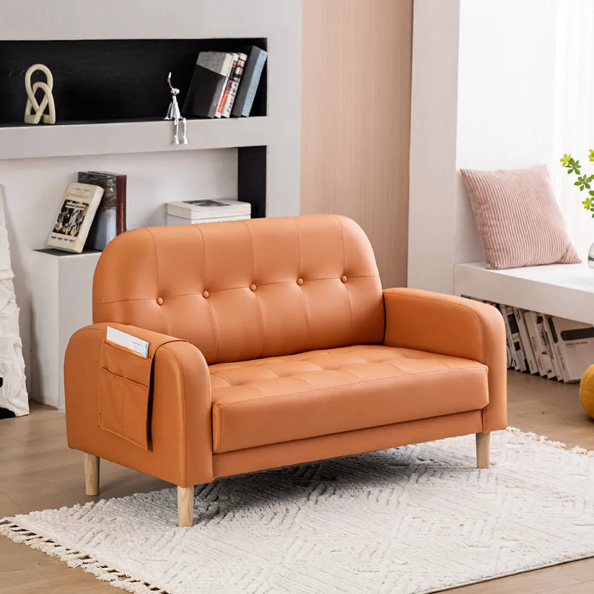 Off-White Square Arm Loose Back Tufted Arm Chair Image - 4