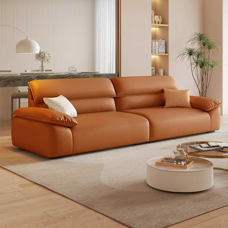 Off-White Stain Resistant Anti Cat Scratch Leather Sofa Image - 3