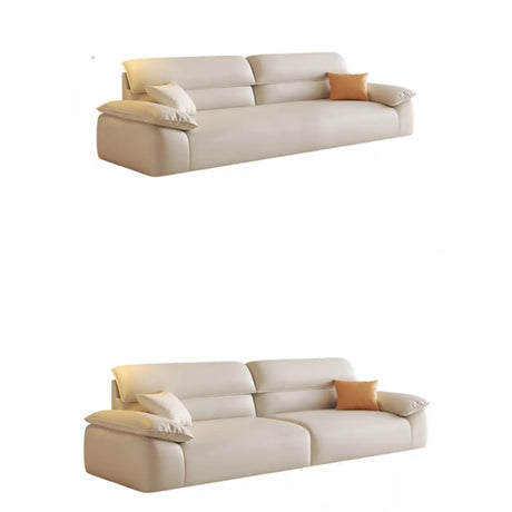 Off-White Stain Resistant Anti Cat Scratch Leather Sofa Image - 4