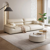 Off-White Stain Resistant Anti Cat Scratch Leather Sofa Image - 9
