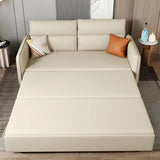 Off-White Stain Resistant Faux Leather Sleeper Sofa Image - 11