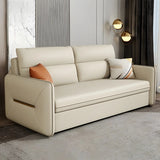 Off-White Stain Resistant Faux Leather Sleeper Sofa Image - 12