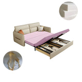 Off-White Stain Resistant Faux Leather Sleeper Sofa Image - 7