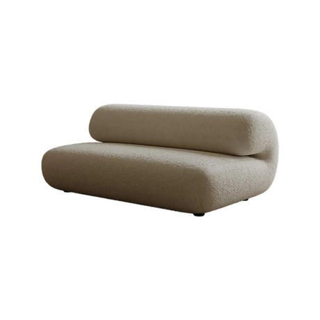 Off-White Stain Resistant Sherpa Fabric Wood Frame Sofa Image - 2