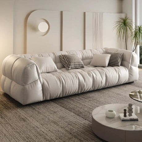 Off-White Stain Resistant Tech Cloth Biscuit Back Sofa Image - 1