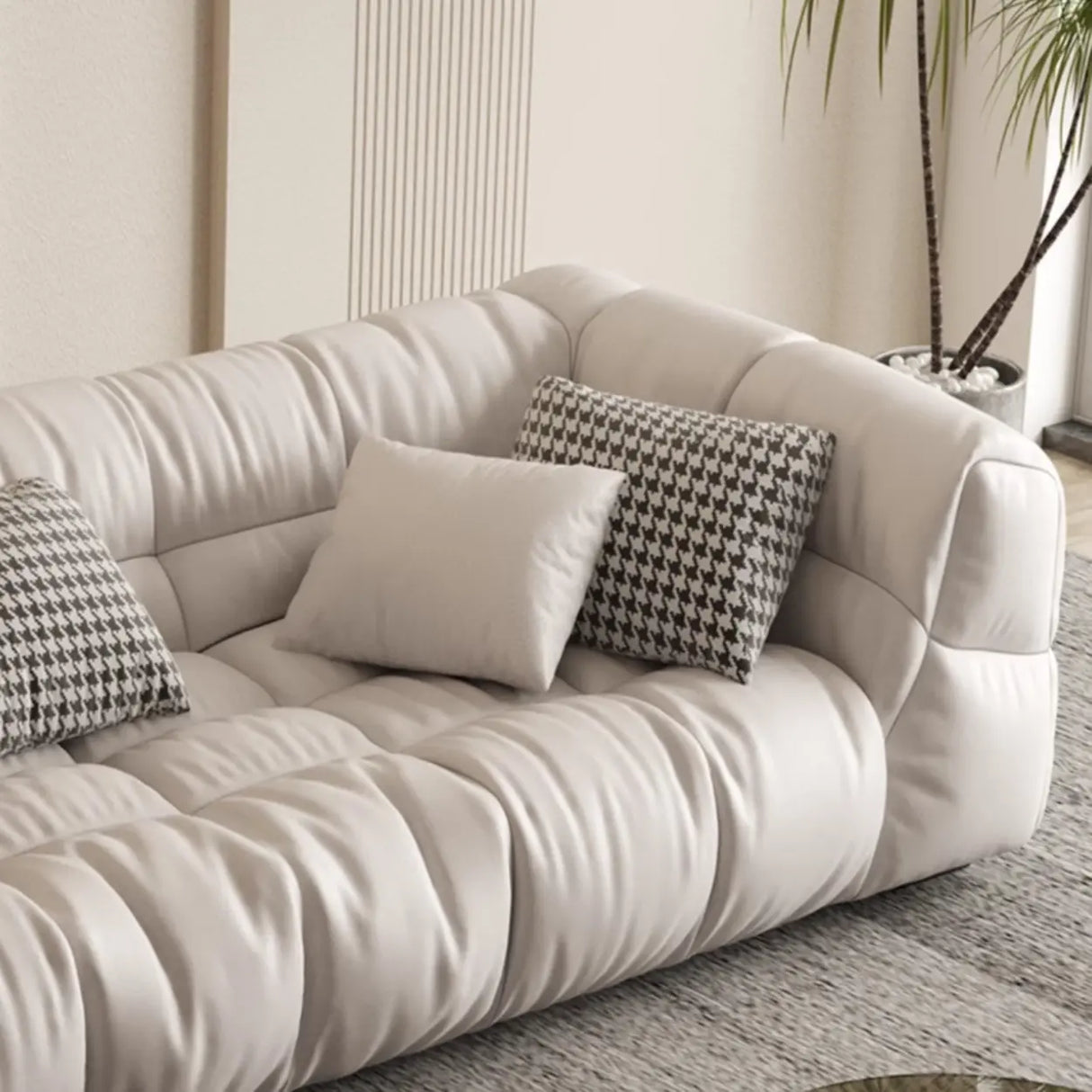Off-White Stain Resistant Tech Cloth Biscuit Back Sofa Image - 10