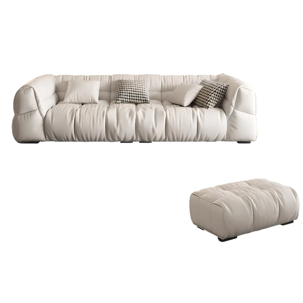 Off-White Stain Resistant Tech Cloth Biscuit Back Sofa Image - 11