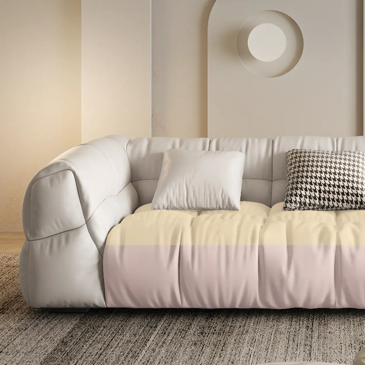 Off-White Stain Resistant Tech Cloth Biscuit Back Sofa Image - 12