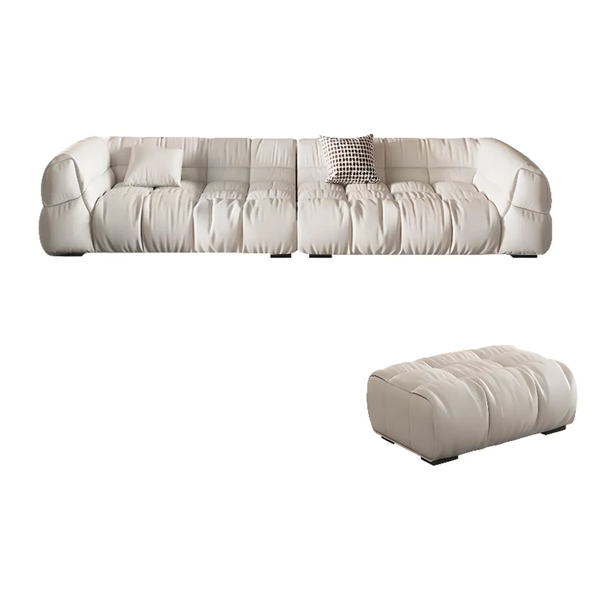 Off-White Stain Resistant Tech Cloth Biscuit Back Sofa Image - 13