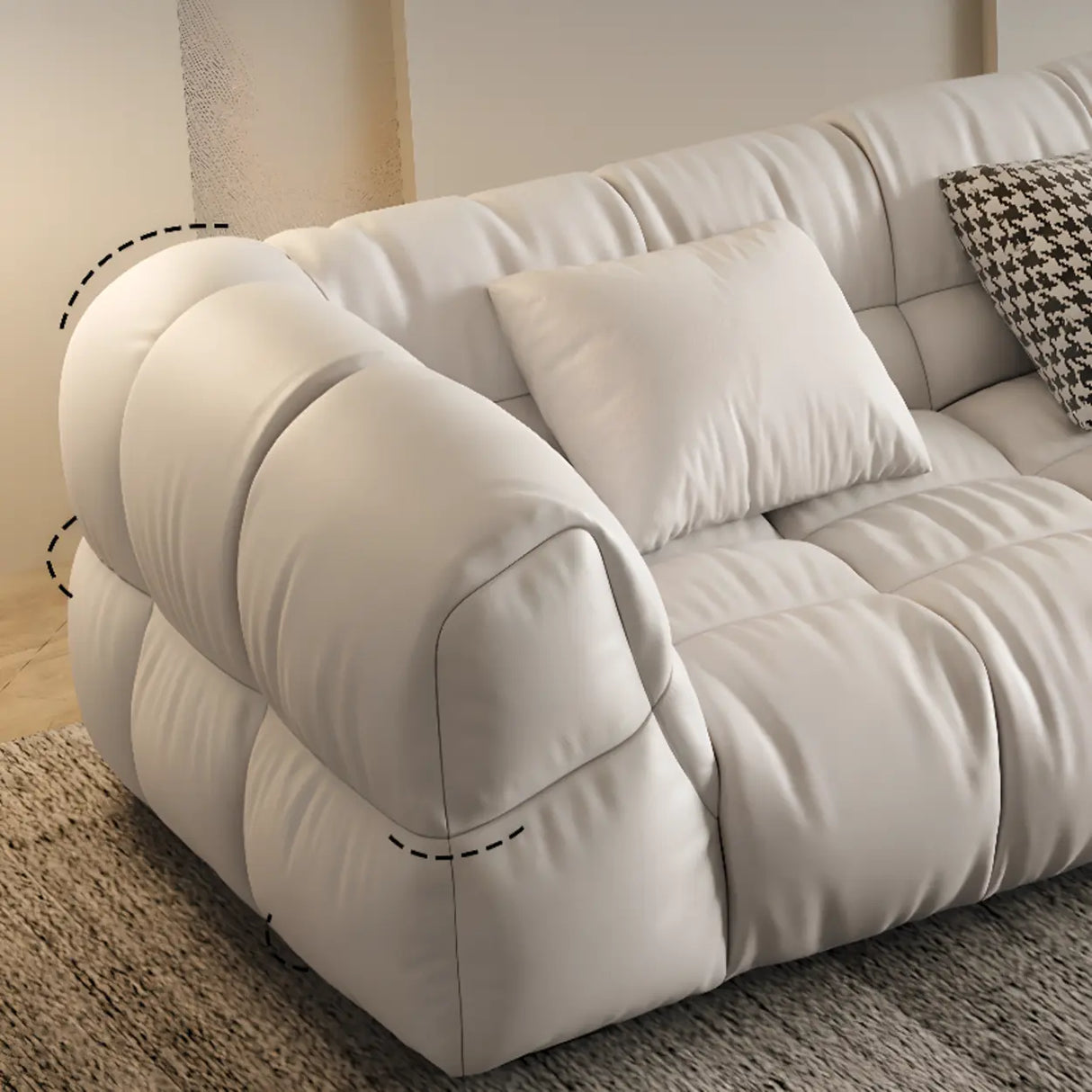 Off-White Stain Resistant Tech Cloth Biscuit Back Sofa Image - 15