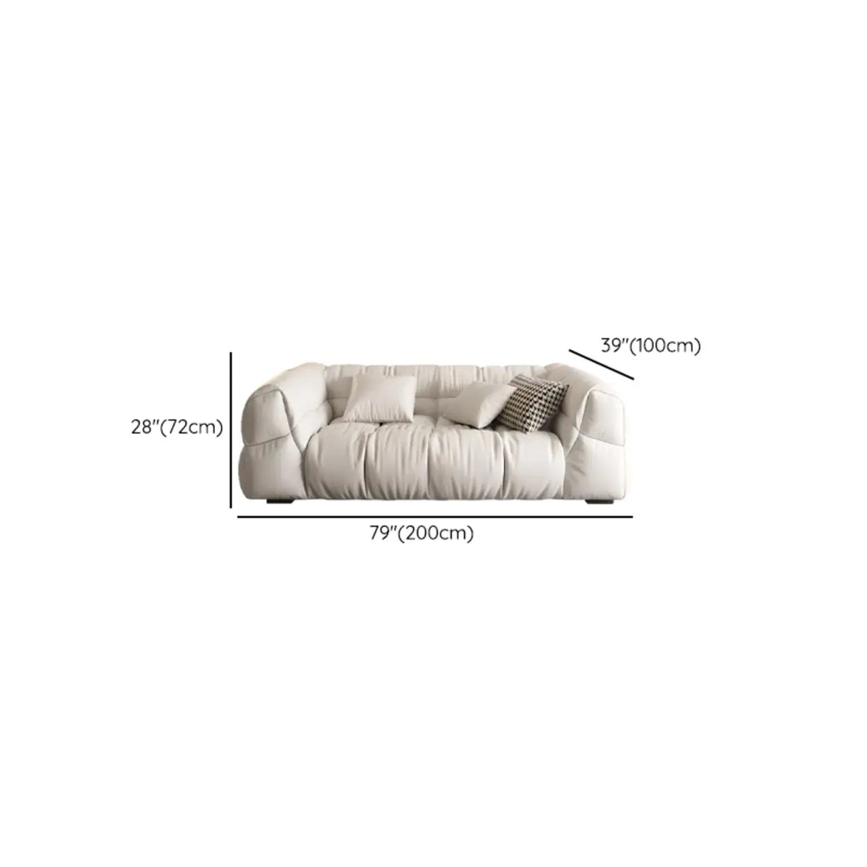 Off-White Stain Resistant Tech Cloth Biscuit Back Sofa Image - 19