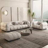Off-White Stain Resistant Tech Cloth Biscuit Back Sofa Image - 3