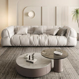 Off-White Stain Resistant Tech Cloth Biscuit Back Sofa Image - 6