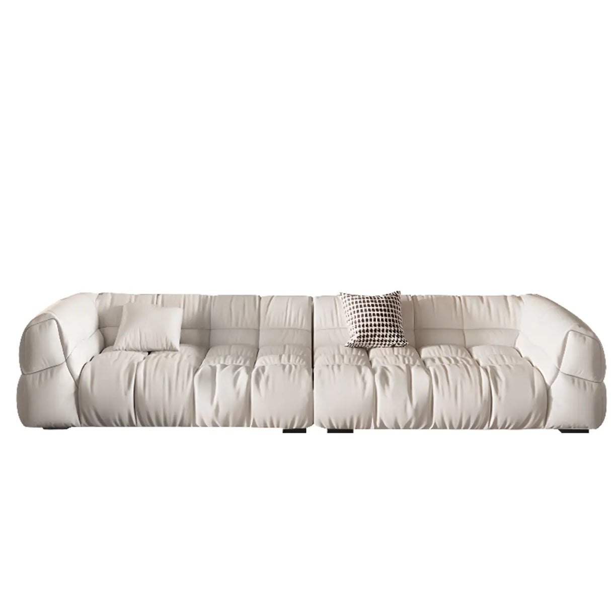 Off-White Stain Resistant Tech Cloth Biscuit Back Sofa Image - 7