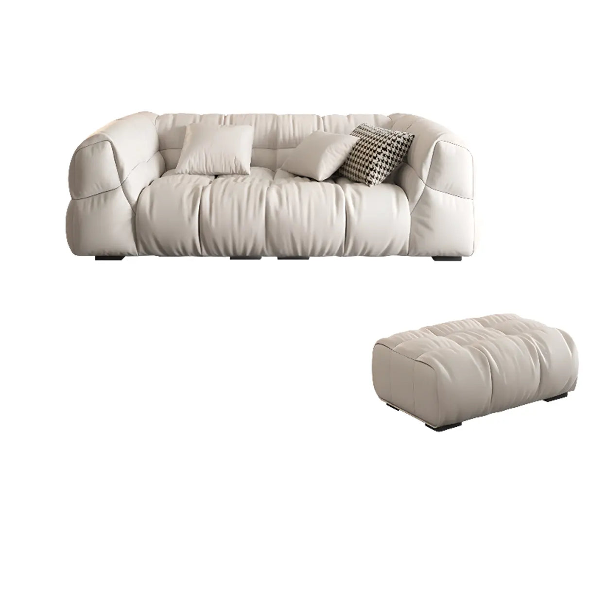 Off-White Stain Resistant Tech Cloth Biscuit Back Sofa Image - 9