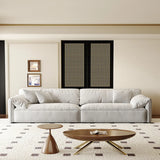 Off-White Suede Pillow Top Arm Concealed Support Sofa Image - 1