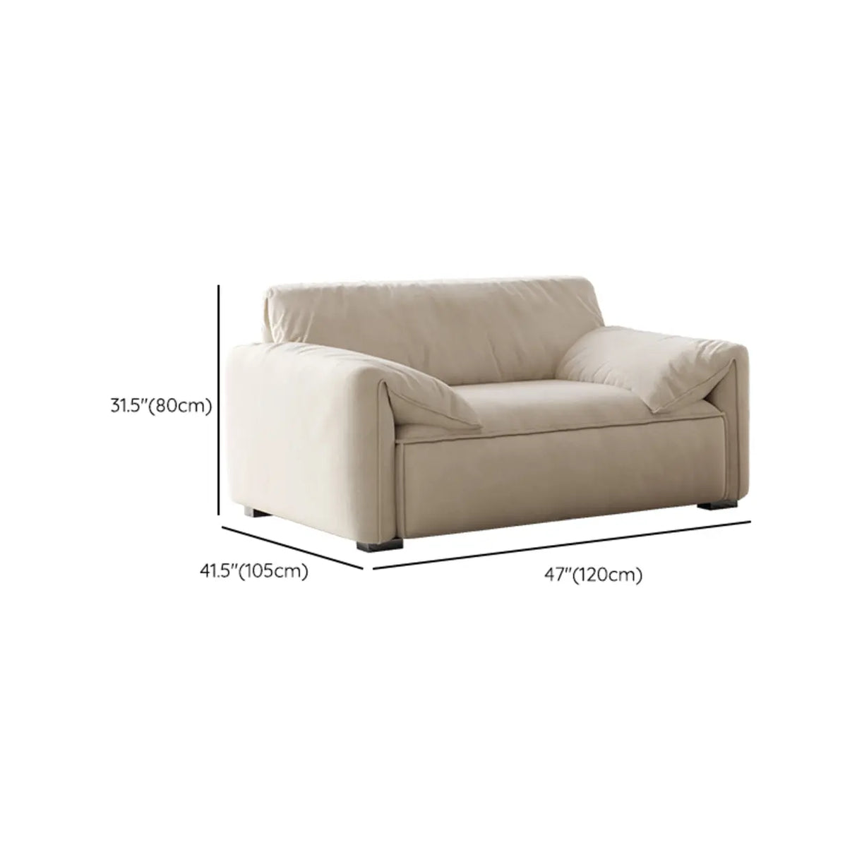 Off-White Suede Pillow Top Arm Concealed Support Sofa 