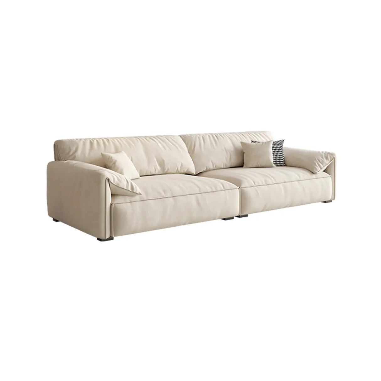 Off-White Suede Pillow Top Arm Concealed Support Sofa Image - 3