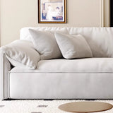 Off-White Suede Pillow Top Arm Concealed Support Sofa Image - 8