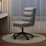Off-White Swivel PU Adjustable Office Chair with Rollers Image - 10