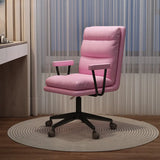 Off-White Swivel PU Adjustable Office Chair with Rollers Image - 11