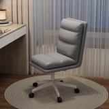 Off-White Swivel PU Adjustable Office Chair with Rollers Image - 13