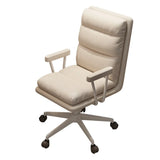 Off-White Swivel PU Adjustable Office Chair with Rollers Image - 23