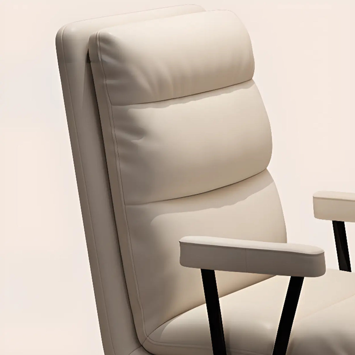 Off-White Swivel PU Adjustable Office Chair with Rollers Image - 26