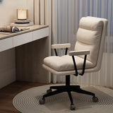 Off-White Swivel PU Adjustable Office Chair with Rollers Image - 6