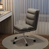 Off-White Swivel PU Adjustable Office Chair with Rollers Image - 7