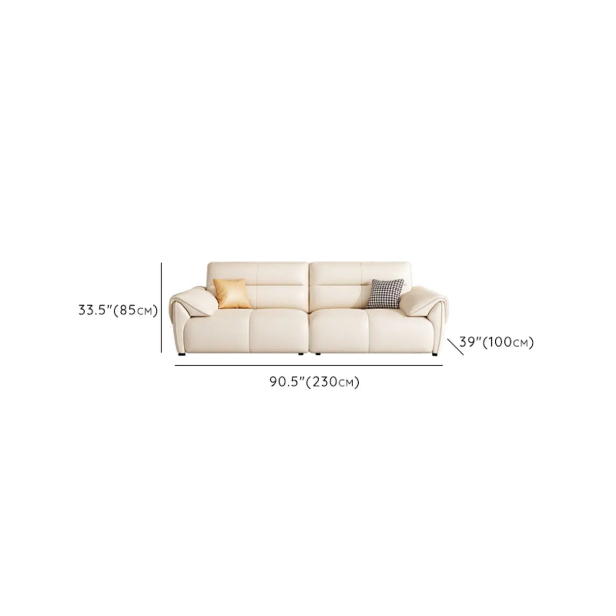Off-White Tear Resistant Leather Biscuit Back Sofa Image - 7