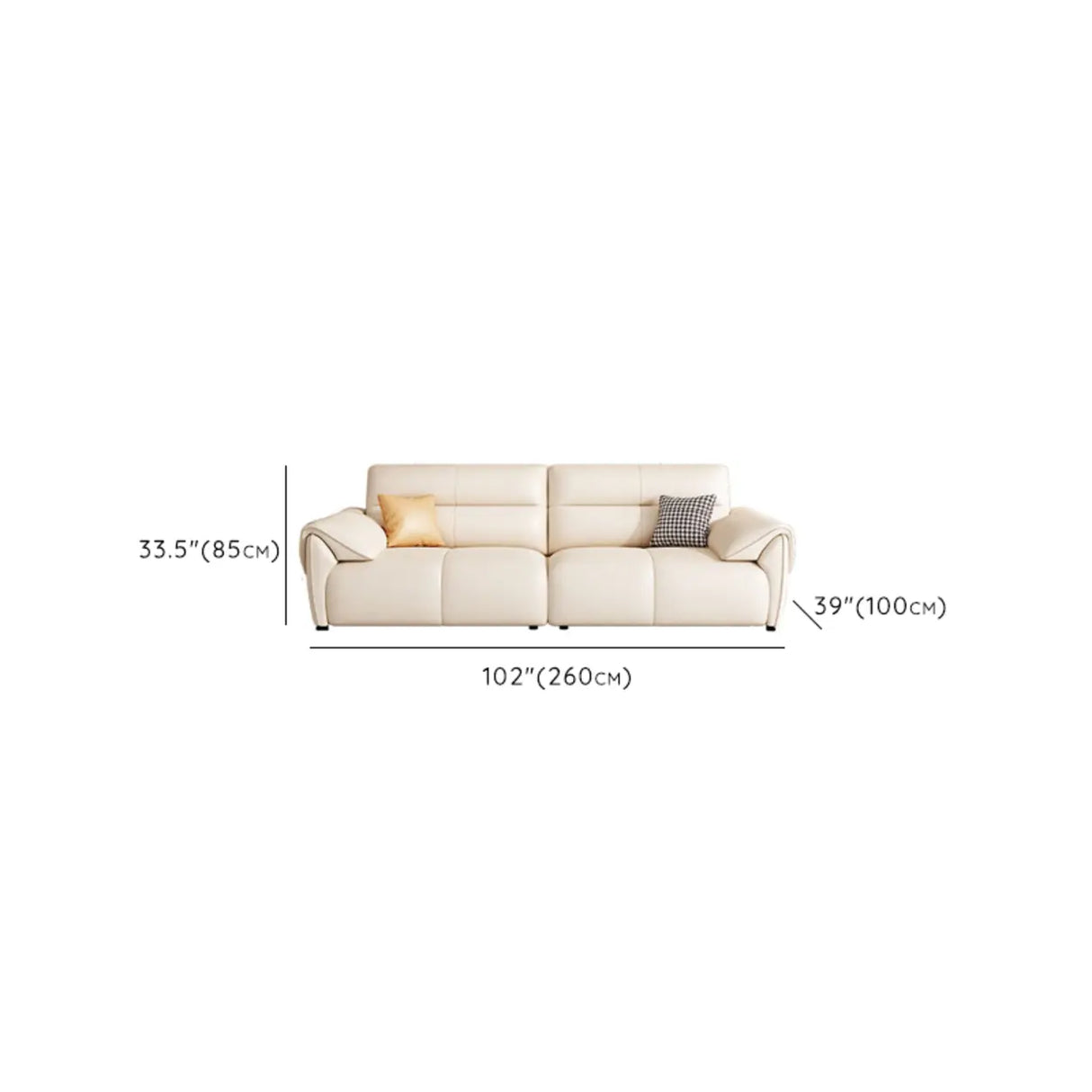 Off-White Tear Resistant Leather Biscuit Back Sofa Image - 8