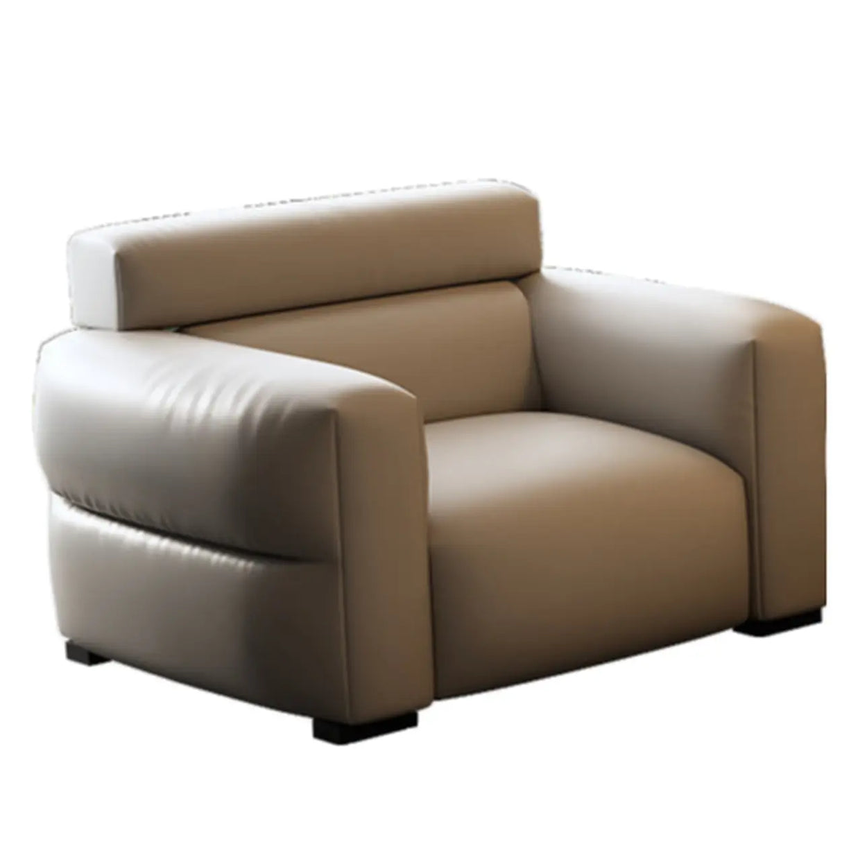 Off-White Tear Resistant Leather Sewn Pillow Back Sofa Image - 5